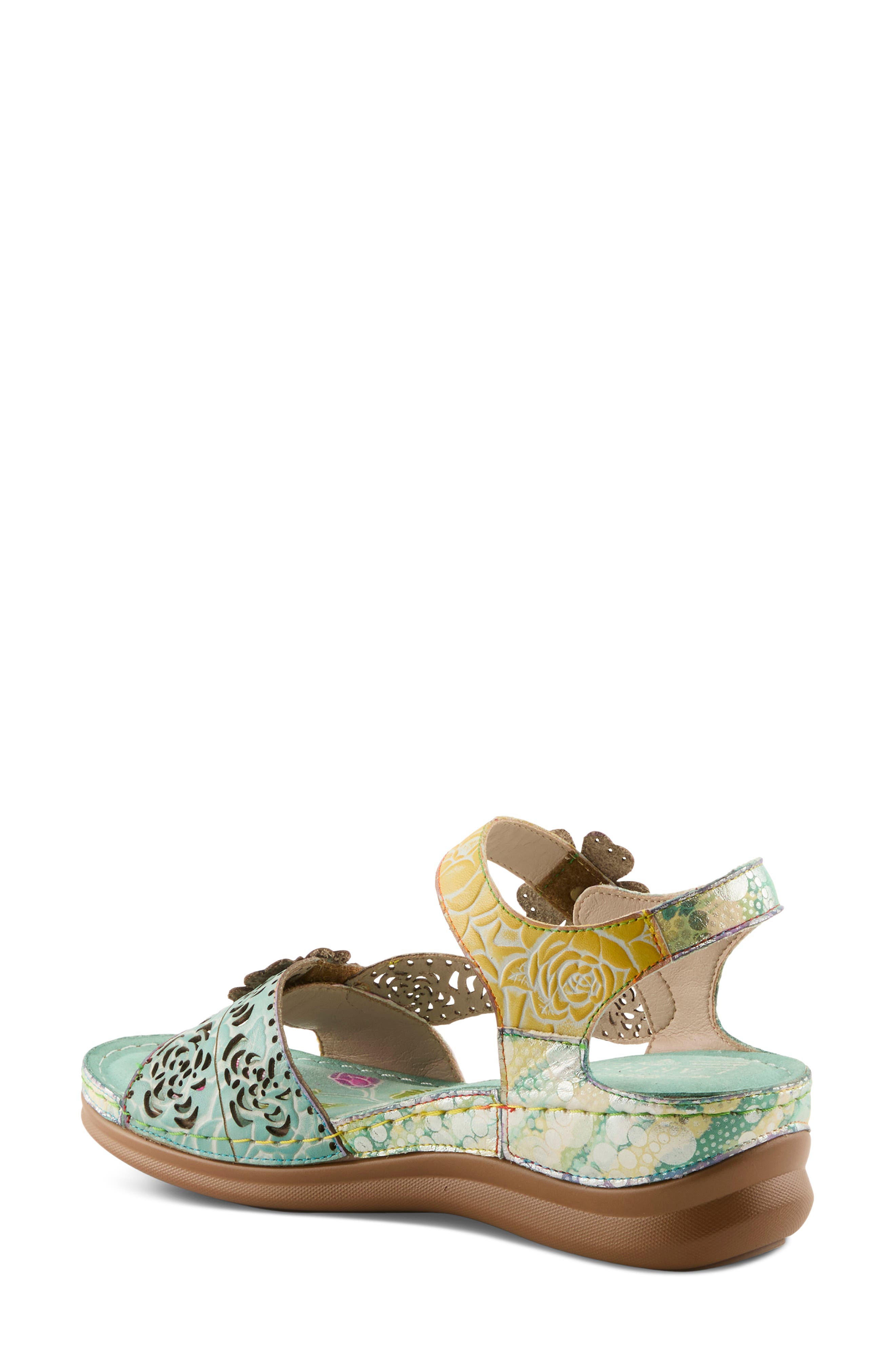L'Artiste by Spring Step Script Sandal, Alternate, color, Mint Green Multi