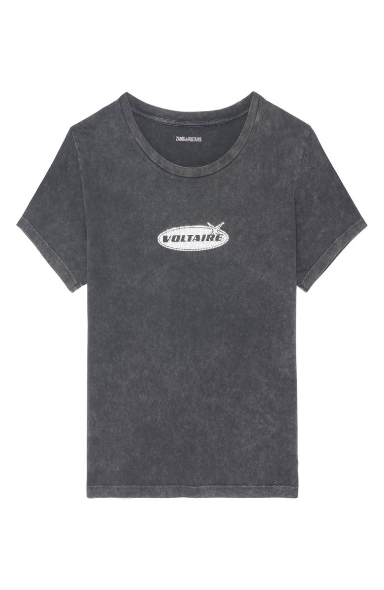 Zadig & Voltaire Alys Crystal Logo T-Shirt, Alternate, color, Black