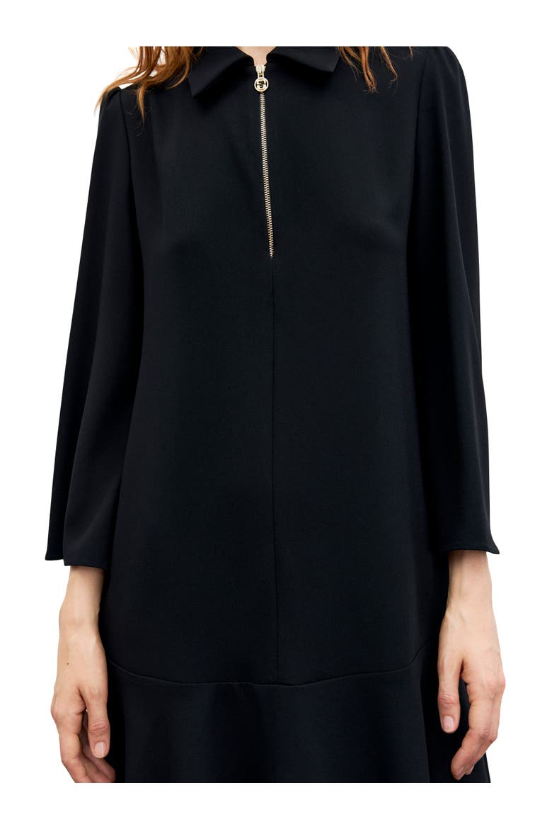 Carla Zip Front Crepe Mini Dress, Alternate, color, Black