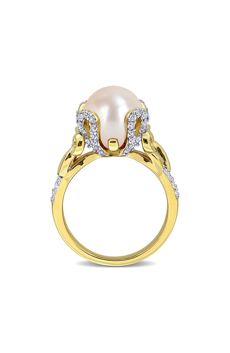 DELMAR 10-10.5mm Cultured Freshwater Pearl & White Topaz Ring, Alternate, color, White