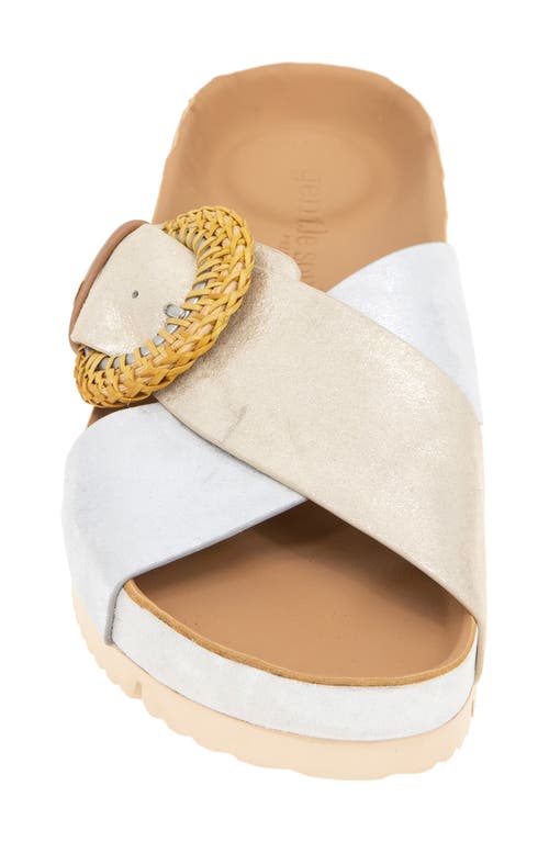 Shop Gentle Souls By Kenneth Cole Gentle Souls Louisa Buckle Sandal In Silver/gold Leather