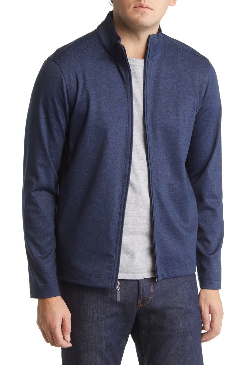 Textured Full Zip Sweatshirt, Main, color, NAVY