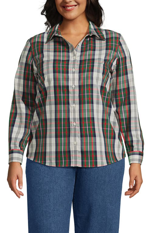 Lands' End No Iron Supima Cotton Long Sleeve Shirt In Gray