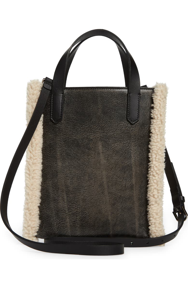 Golden Goose Mini California North/South Leather & Genuine Shearling Tote, Alternate, color,