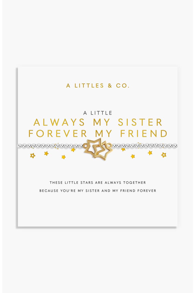 A Little 'Always My Sister, Forever My Friend' Bracelet, Main, color, Metallic Silver