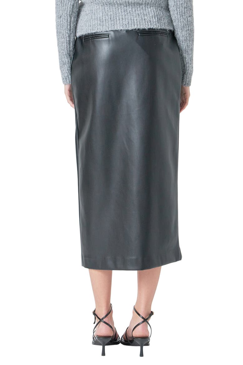 Faux Leather Midi Skirt, Alternate, color, BLACK