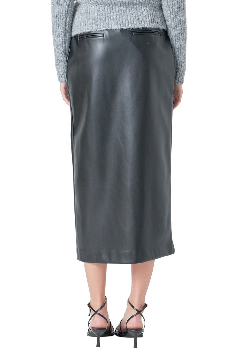 Endless Rose Faux Leather Midi Skirt, Alternate, color, Black
