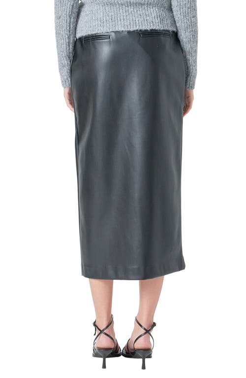 Endless Rose Faux Leather Midi Skirt In Black