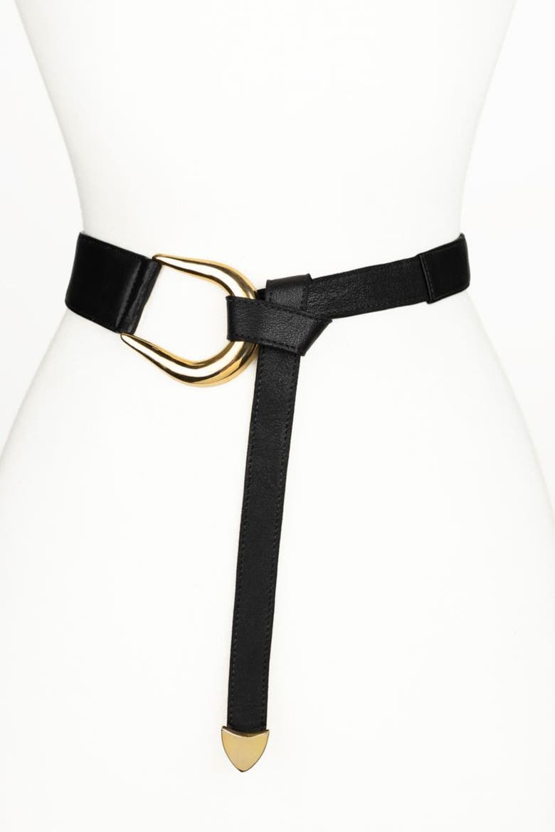 Sheila Knot Leather Belt, Main, color, Black