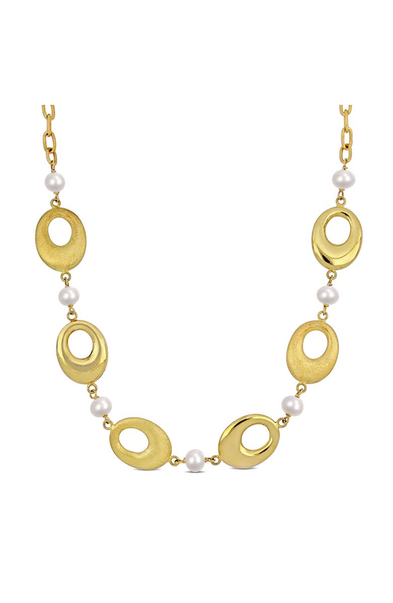 Julianna B. Cultured Pearl Oval Disc Station Necklace, Main, color, Pearl