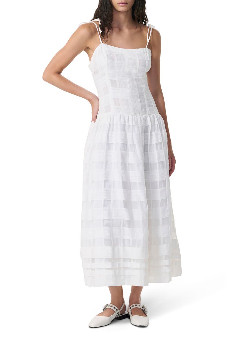 rag & bone Presley Check Tie Strap Maxi Dress, Main, color, White