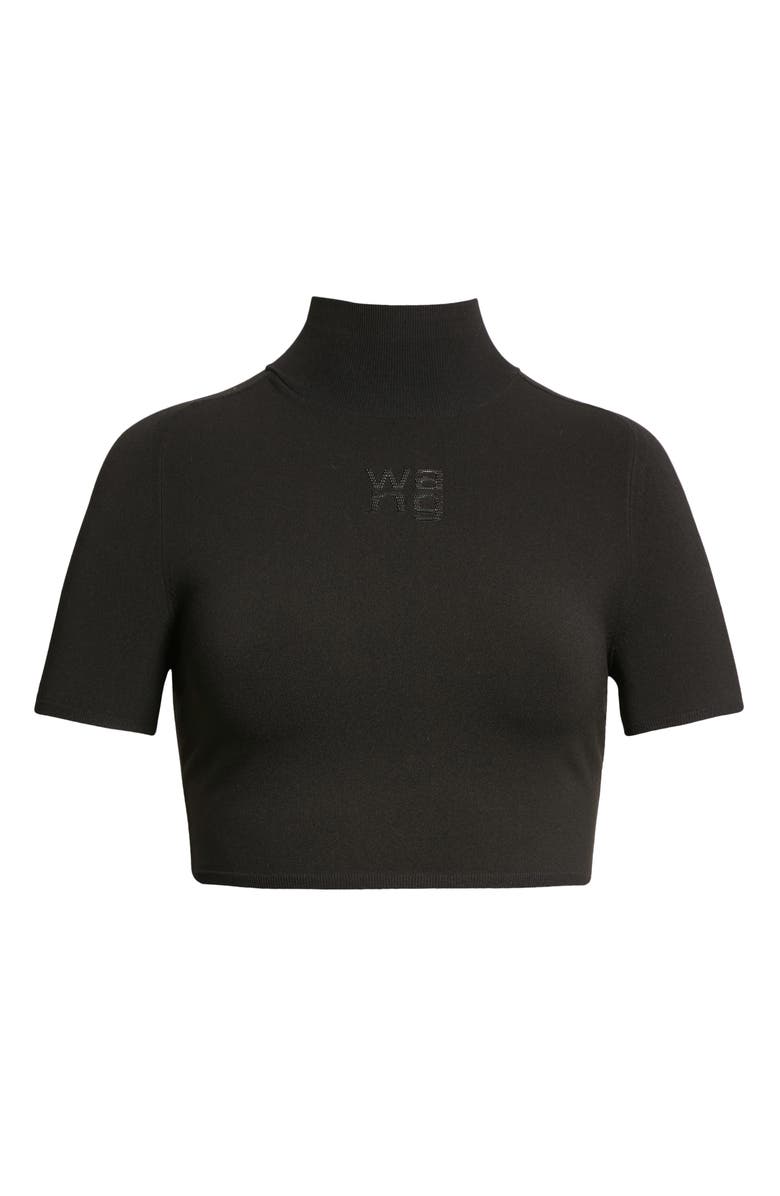 Alexander Wang Logo Appliqué Crop Turtleneck Sweater, Alternate, color, 