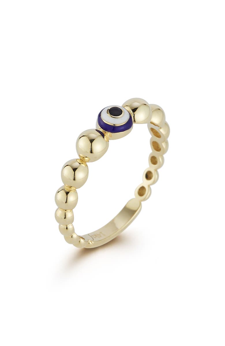 Ember Fine Jewelry Beaded Evil Eye Ring, Alternate, color, Gold