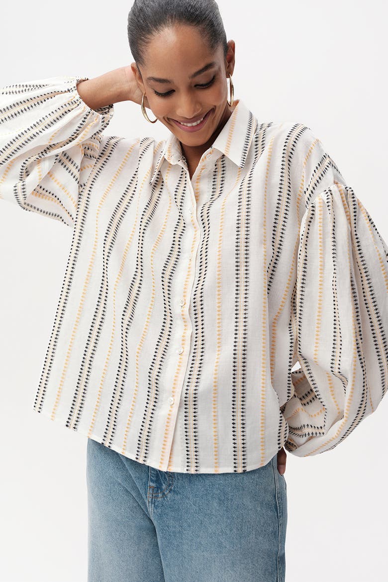 Bernyce Shirt Collar Long Sleeve Cotton Shirt, Alternate, color, Multi Color