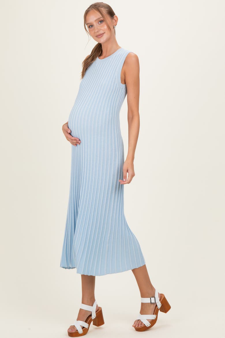 Ribbed Knit Sleeveless Maxi Dress, Alternate, color, Light Blue