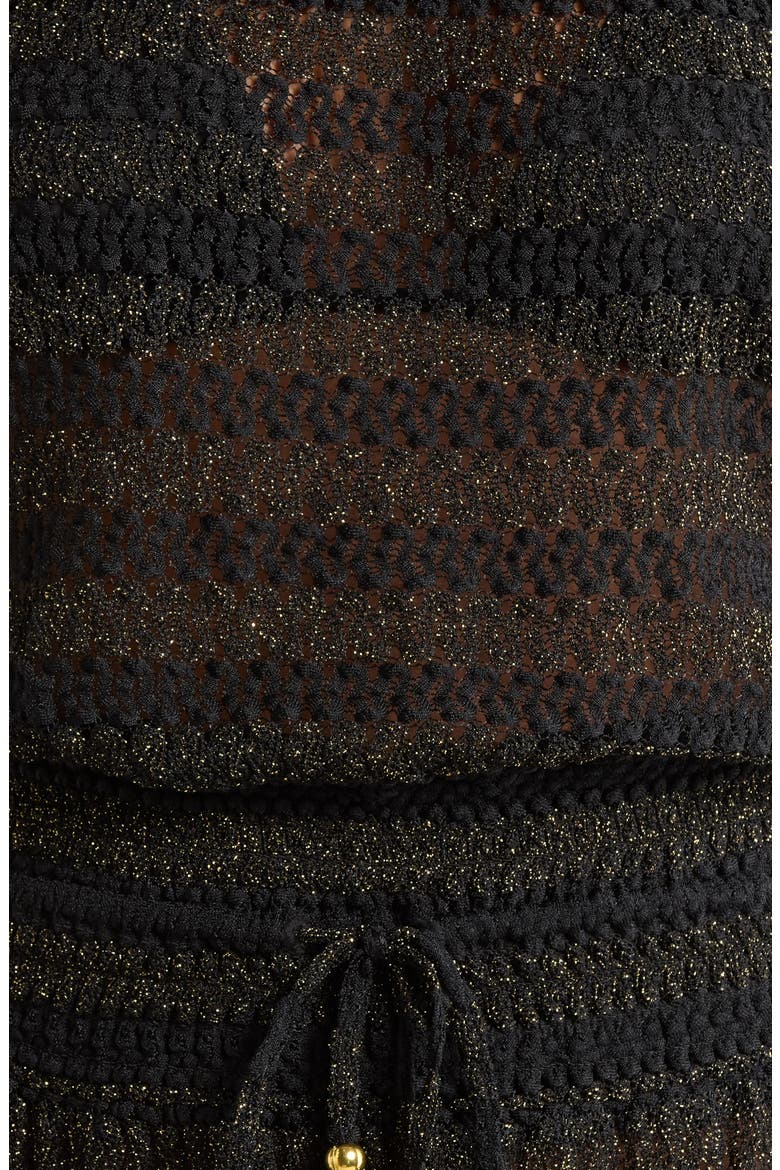 Swirl Lauryn Strapless Sheer Cover-Up Mini Sundress, Alternate, color, BLACK METALLIC ZIGZAG
