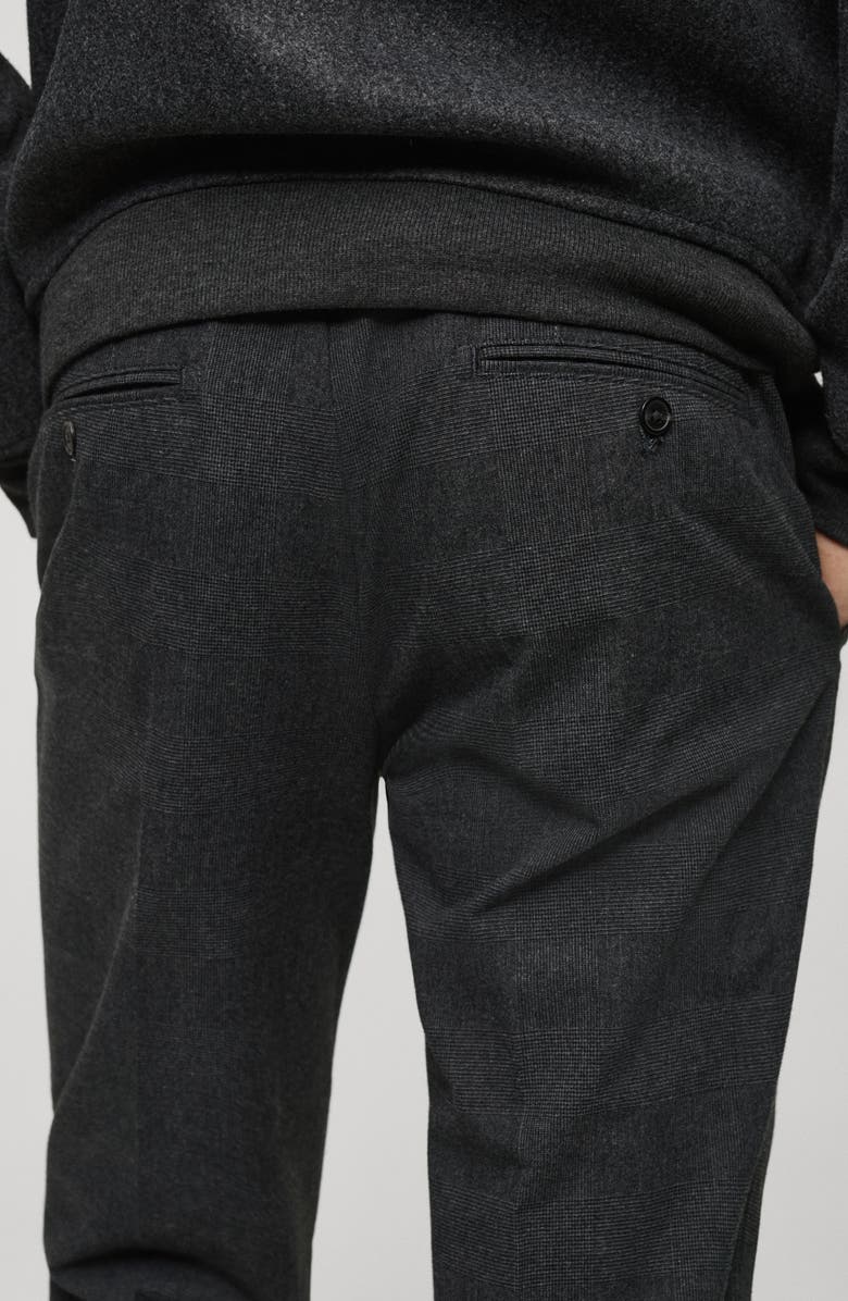 MANGO Regular Fit Navy Flat Front Textured Stretch Cotton Pants, Alternate, color,