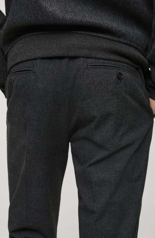Mango Regular Fit Navy Flat Front Textured Stretch Cotton Pants In Black