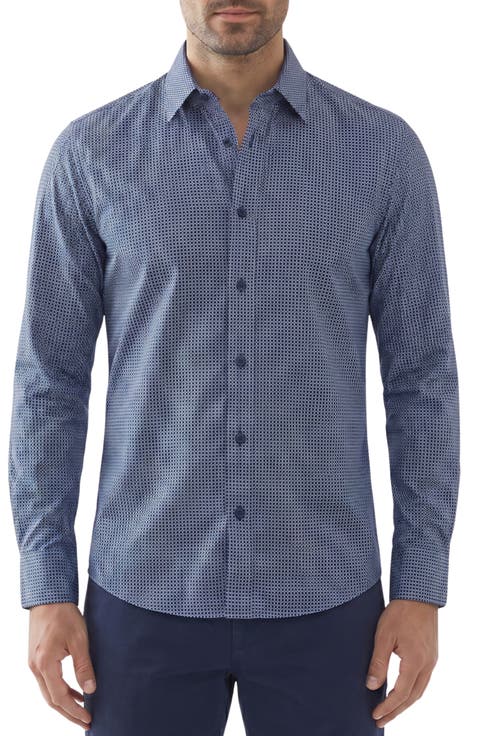 Long Sleeve Geometric Performance Shirt