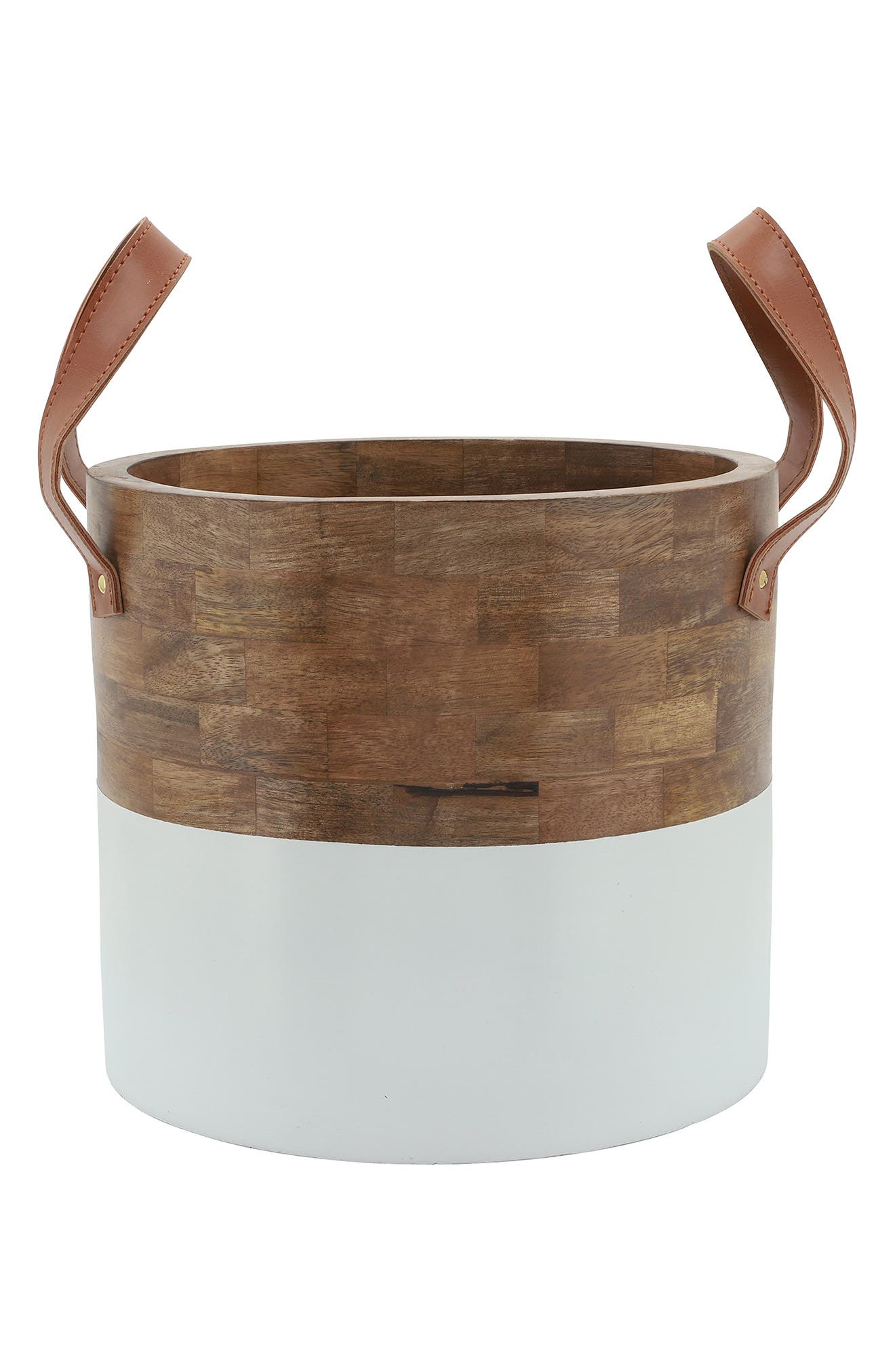 SAGEBROOK HOME SAGEBROOK Wood Bucket with Leather Trim | Nordstromrack