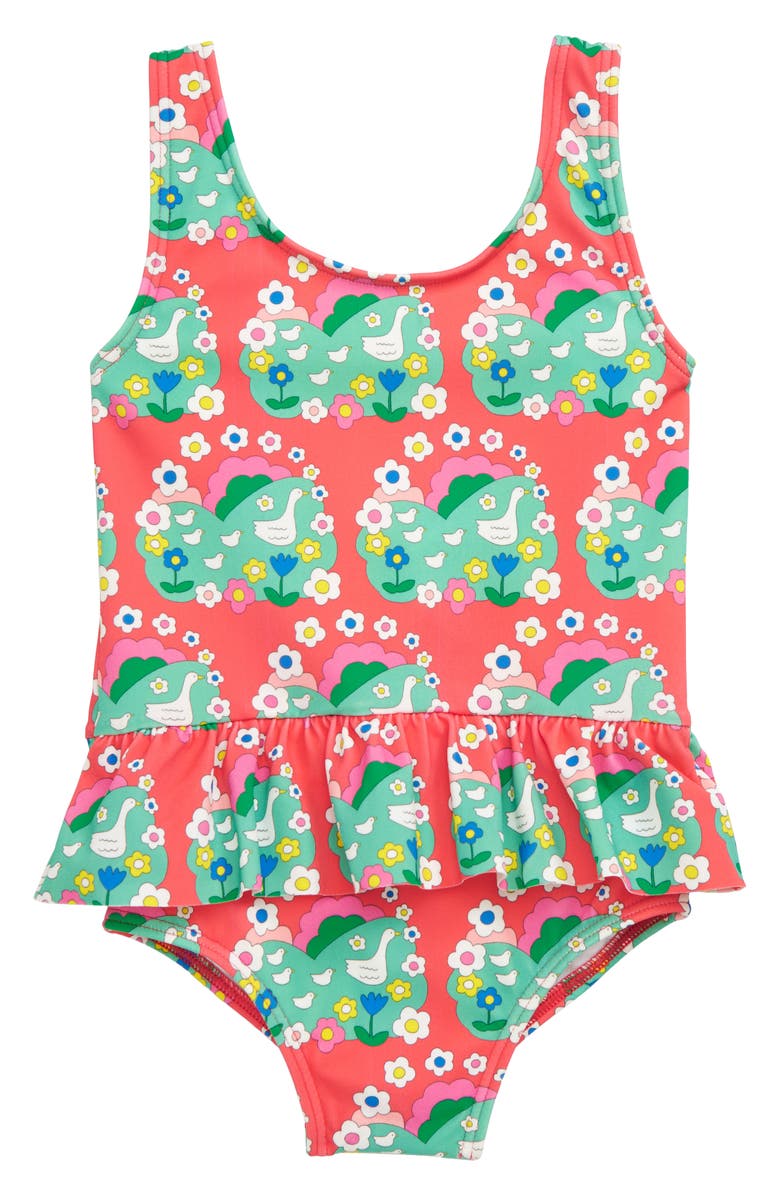 Mini Boden Print One-Piece Swimsuit, Main, color, 