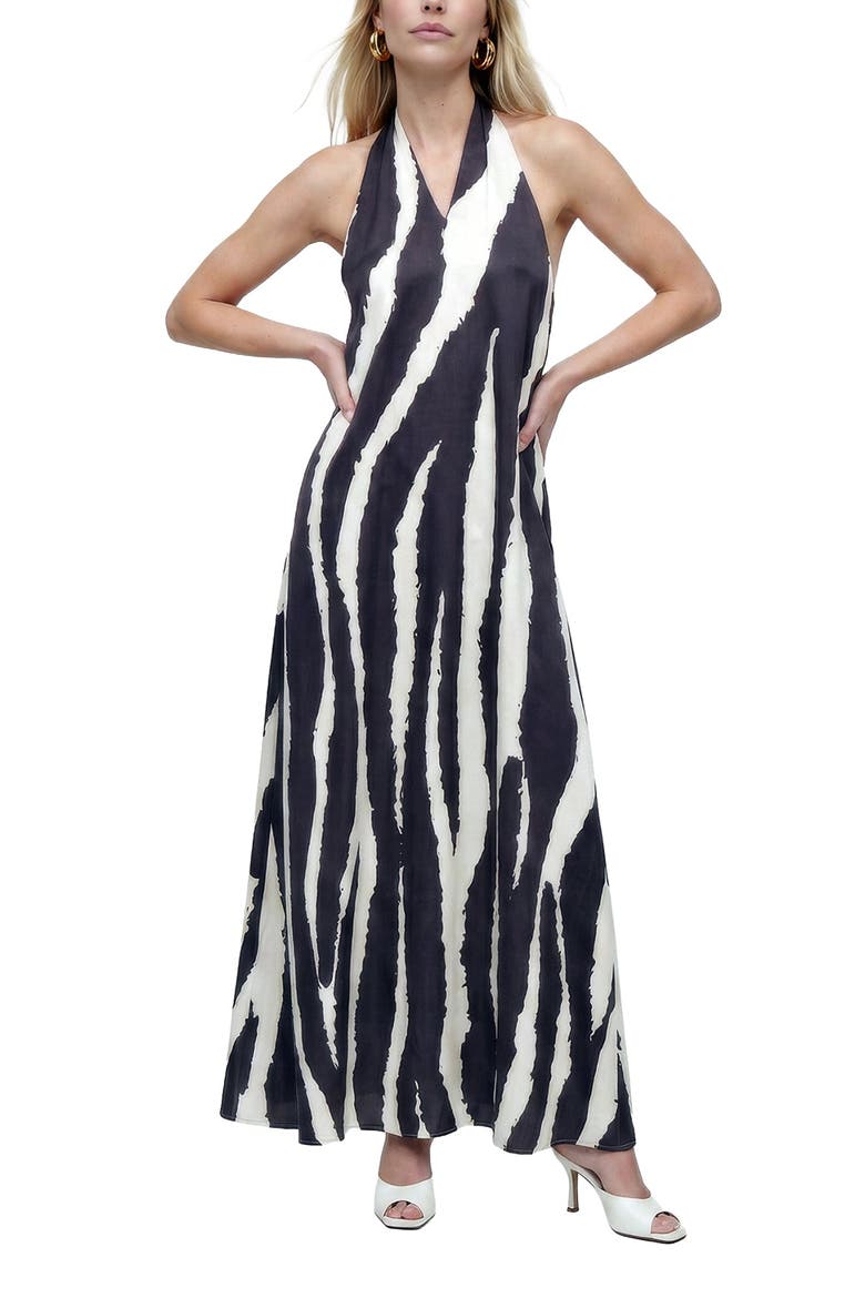 Belle Zebra Print Maxi Dress, Alternate, color, Black & White
