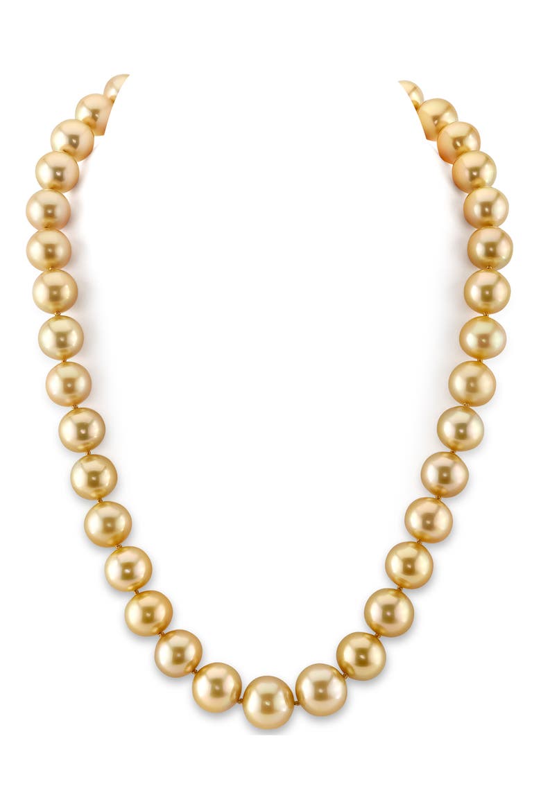 11-13mm Golden South Sea Pearl Necklace - AAA Quality, Main, color, Yellow Gold Clasp