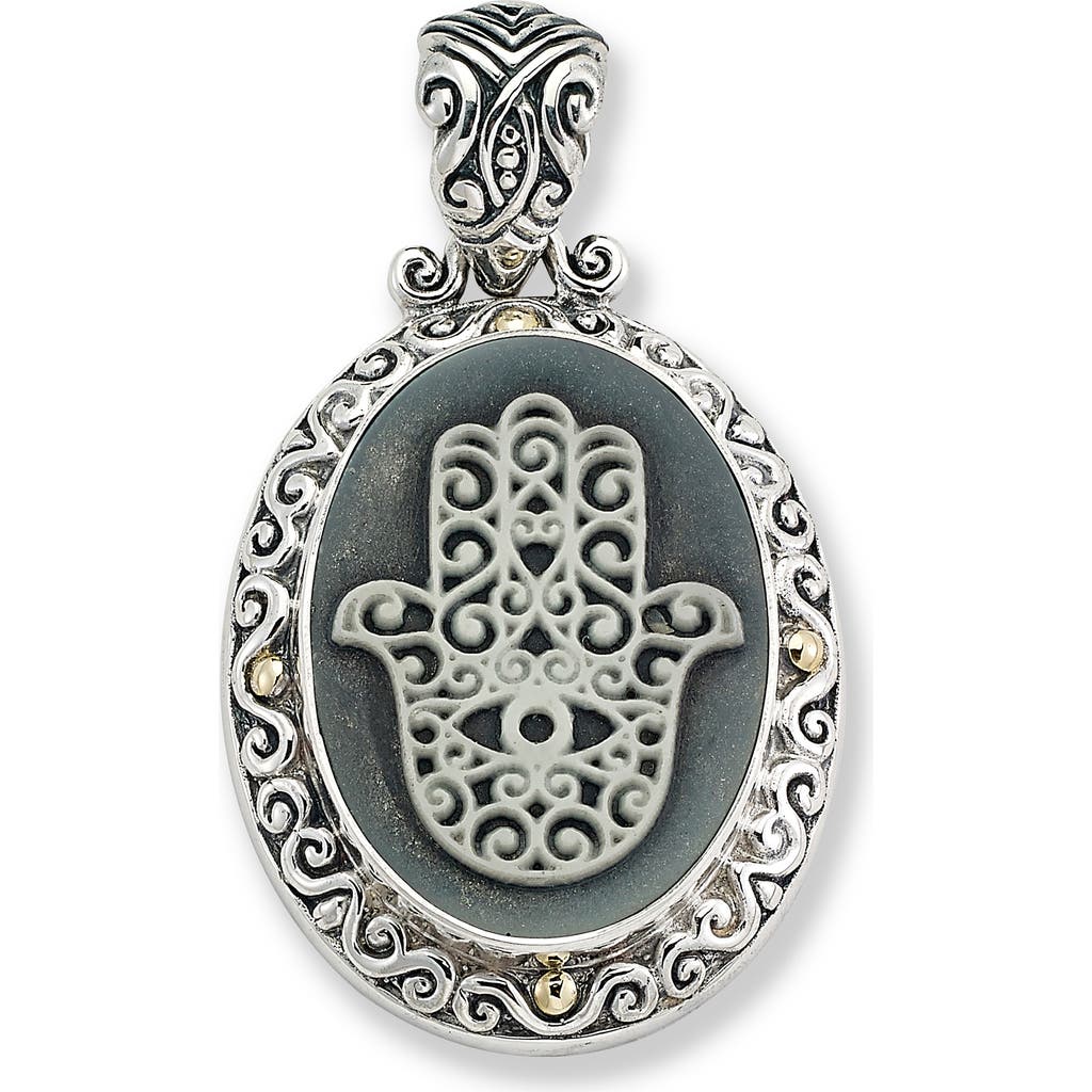 Samuel B. Sterling Silver & 18k Gold Agate Hamsa Pendant In Silver
