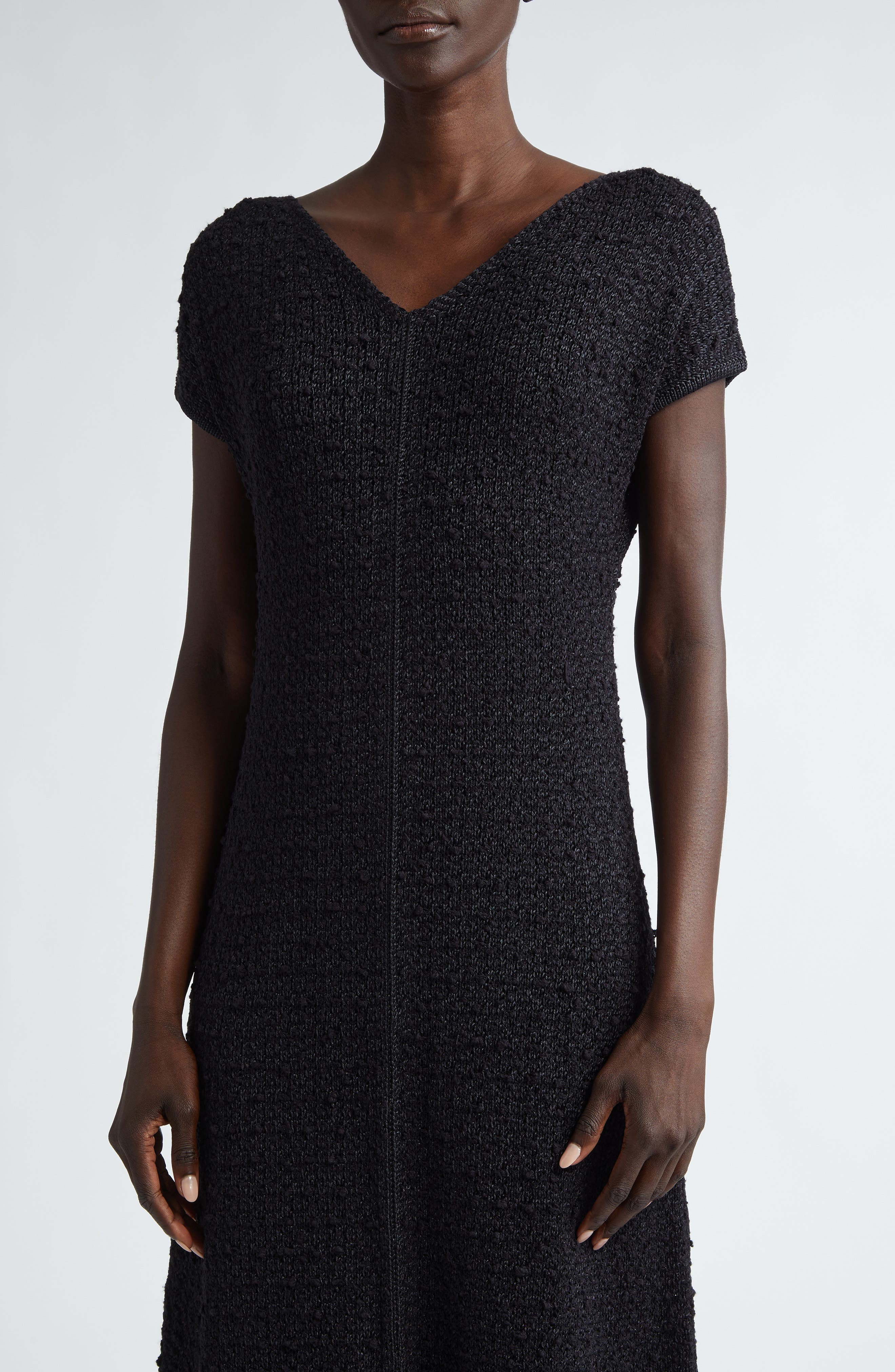 Lafayette 148 New York Textured Stitch Tussah Silk Midi Dress (Women ...