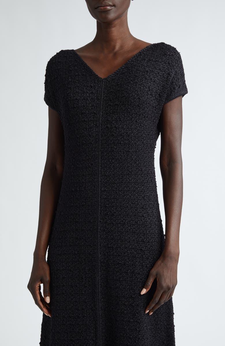 Lafayette 148 New York Textured Stitch Tussah Silk Midi Dress, Alternate, color, 