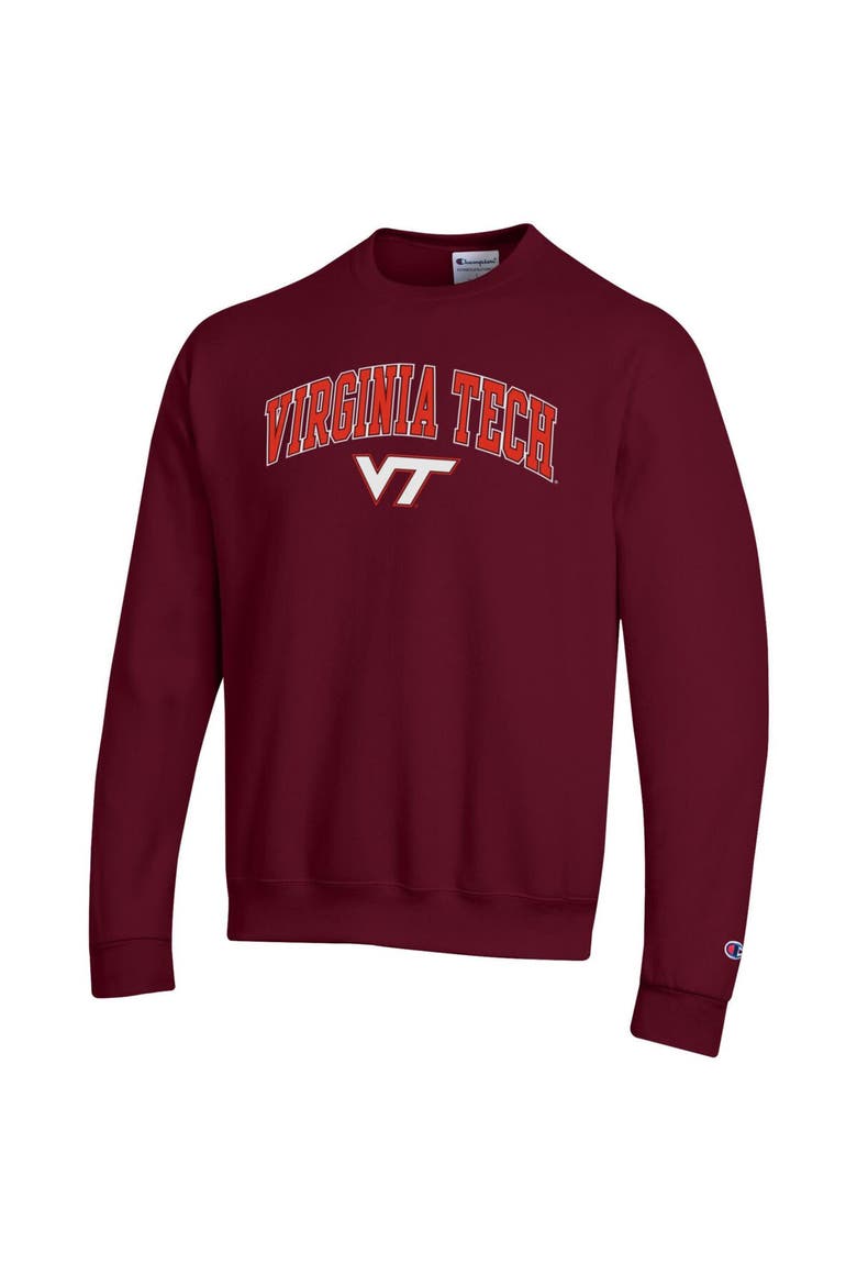 Men's Champion  Maroon Virginia Tech Hokies Arch Over Logo Pullover Sweatshirt, Alternate, color, Maroon