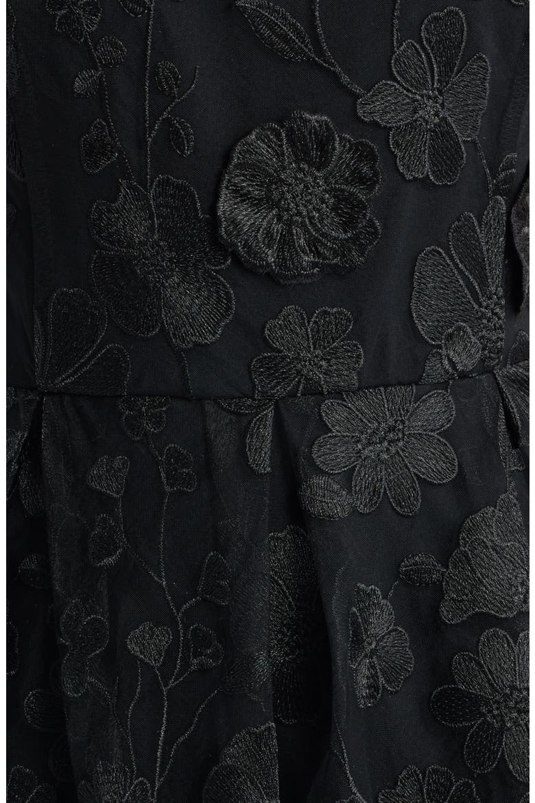Floral Embroidered Minidress, Alternate, color, BLACK