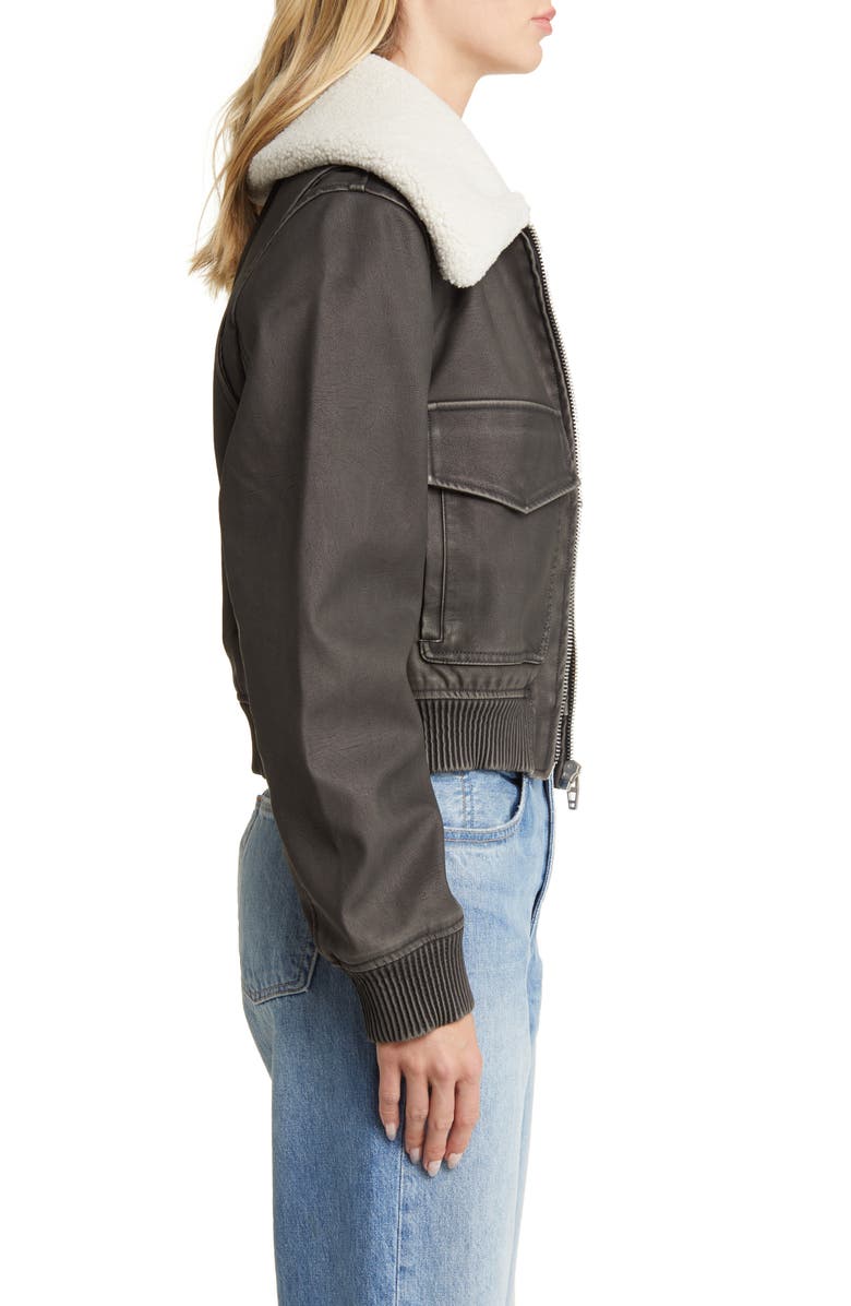 BLANKNYC Faux Leather Aviator Jacket with Faux Shearling Collar, Alternate, color,