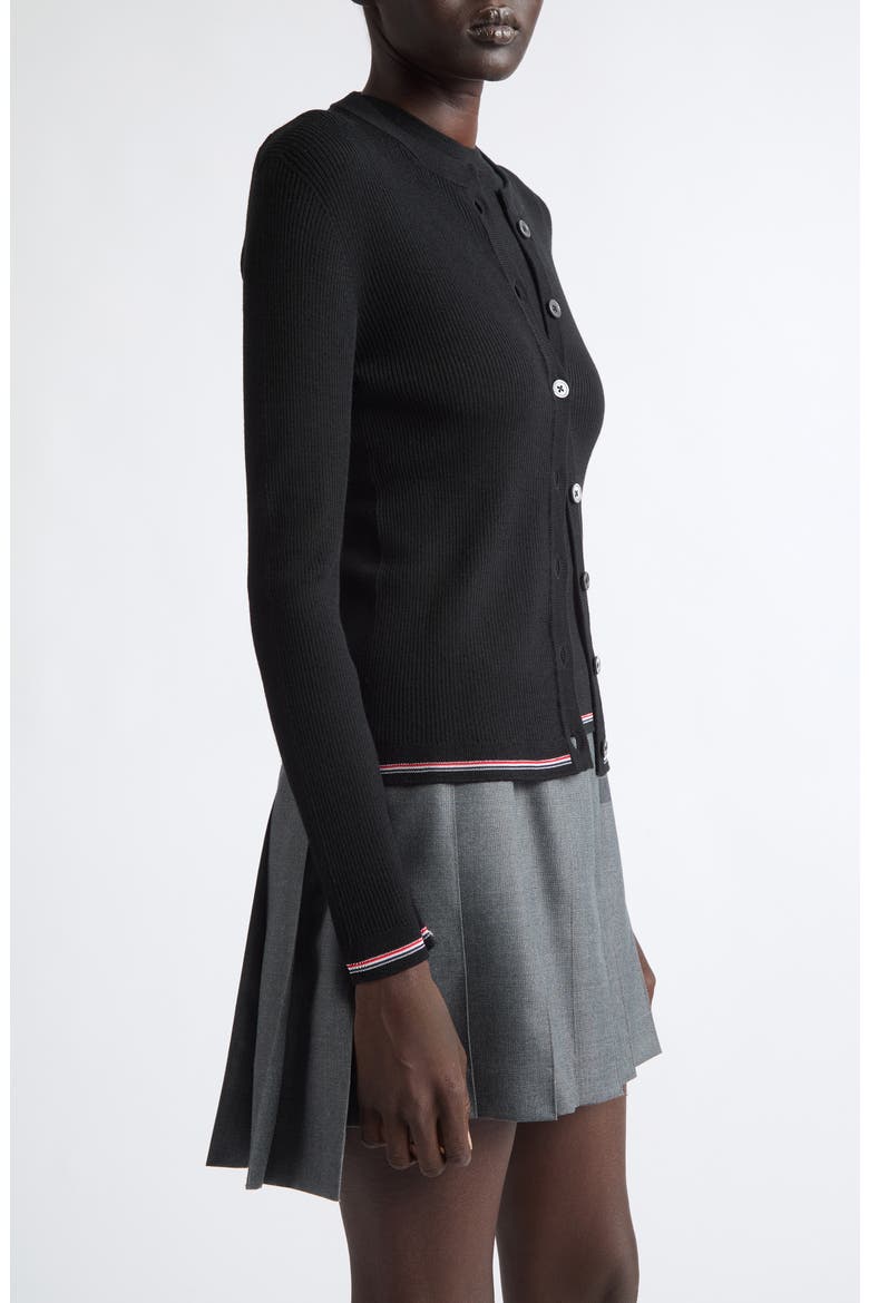 Crewneck Wool Cardigan, Alternate, color, BLACK