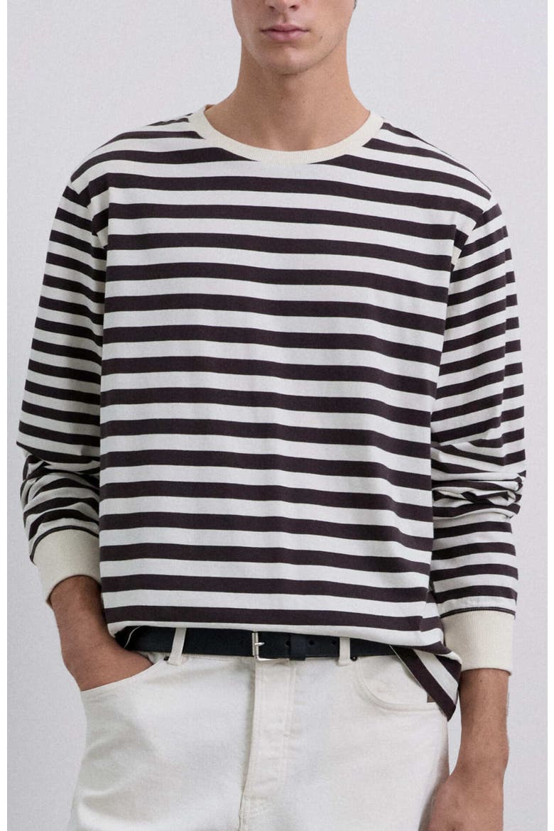 Mixedstriped Ls Tee, Main, color, Darkbrown
