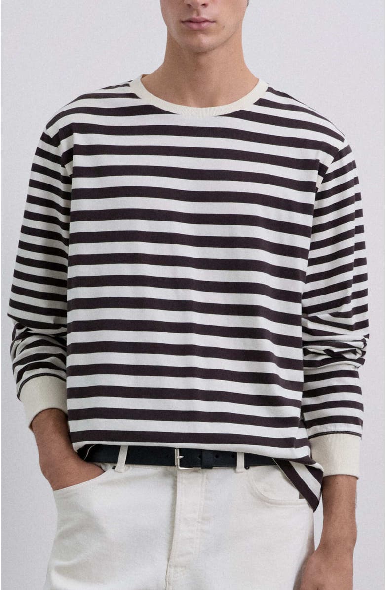 Scalpers Mixedstriped Ls Tee, Main, color, Darkbrown