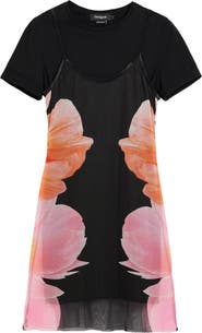 Desigual Floral Print Short Sleeve Minidress