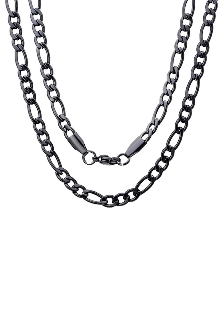 Set of 2 Figaro Chain Necklaces, Main, color, BLACK