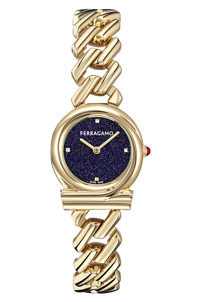 Gancini Twisted Bracelet Watch, 28mm, Main, color, BLUE SANDSTONE