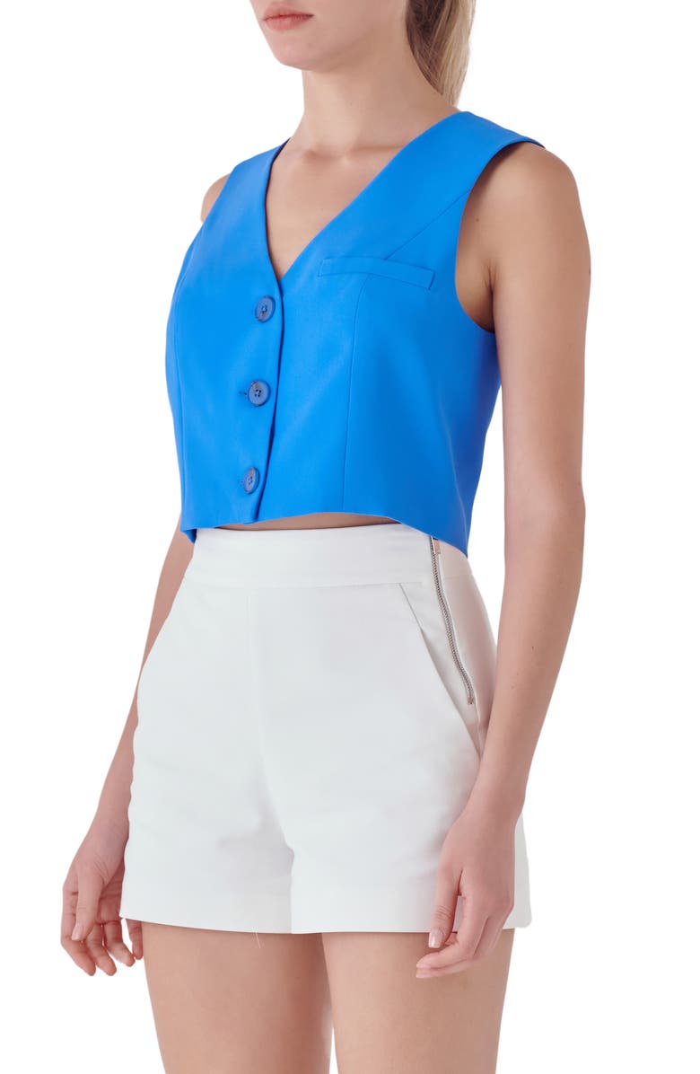 Endless Rose Button-Up Crop Vest, Alternate, color, Ocean Blue