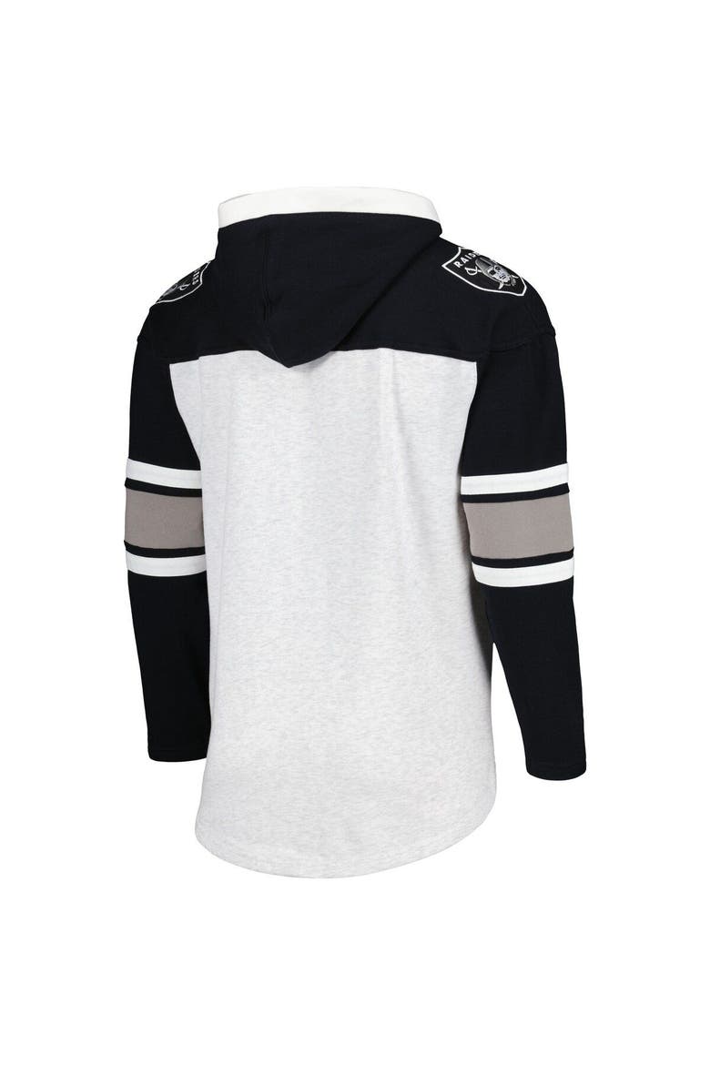 Men's '47 Las Vegas Raiders Heather Gray Gridiron Lace-Up Pullover Hoodie, Alternate, color, Gray