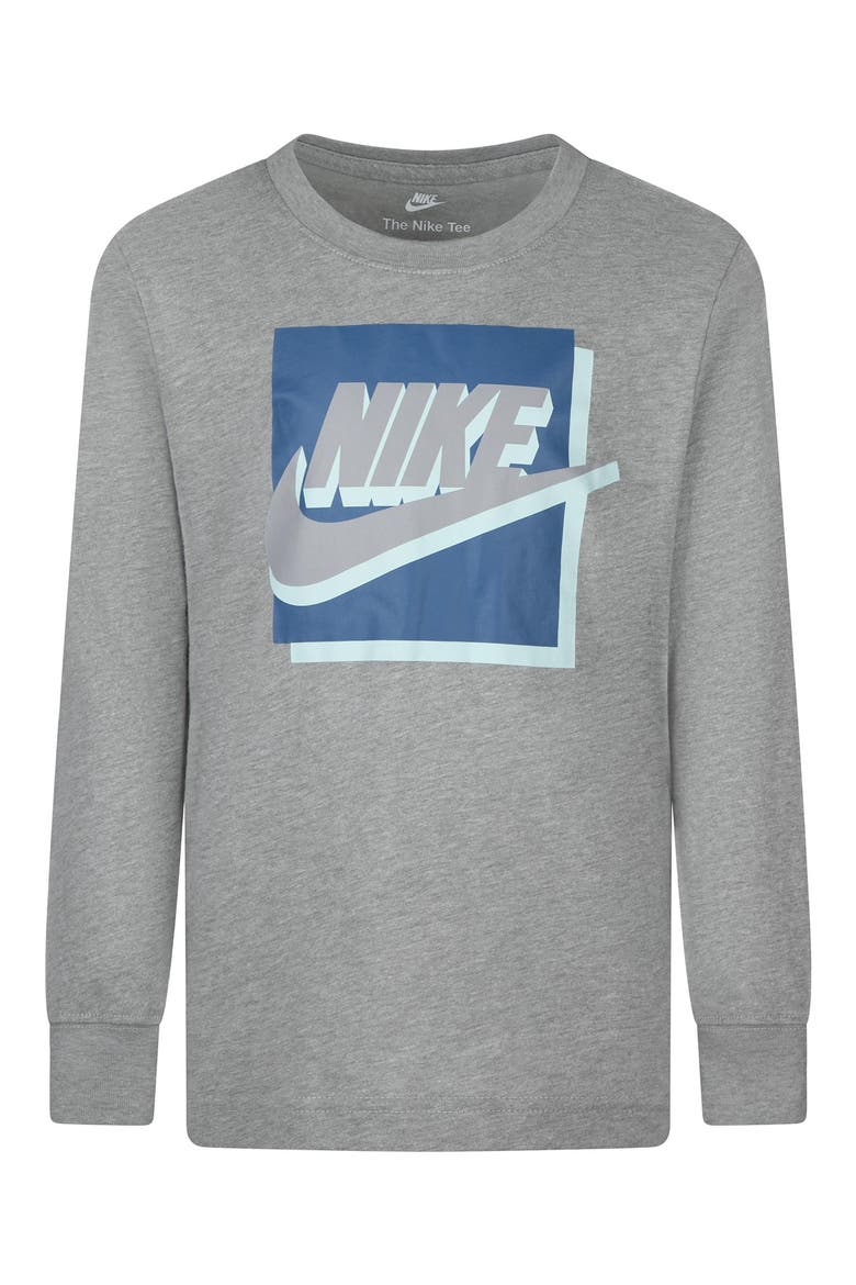 Kids' 3D Block Long Sleeve T-Shirt, Main, color, DARK GREY HEATHER