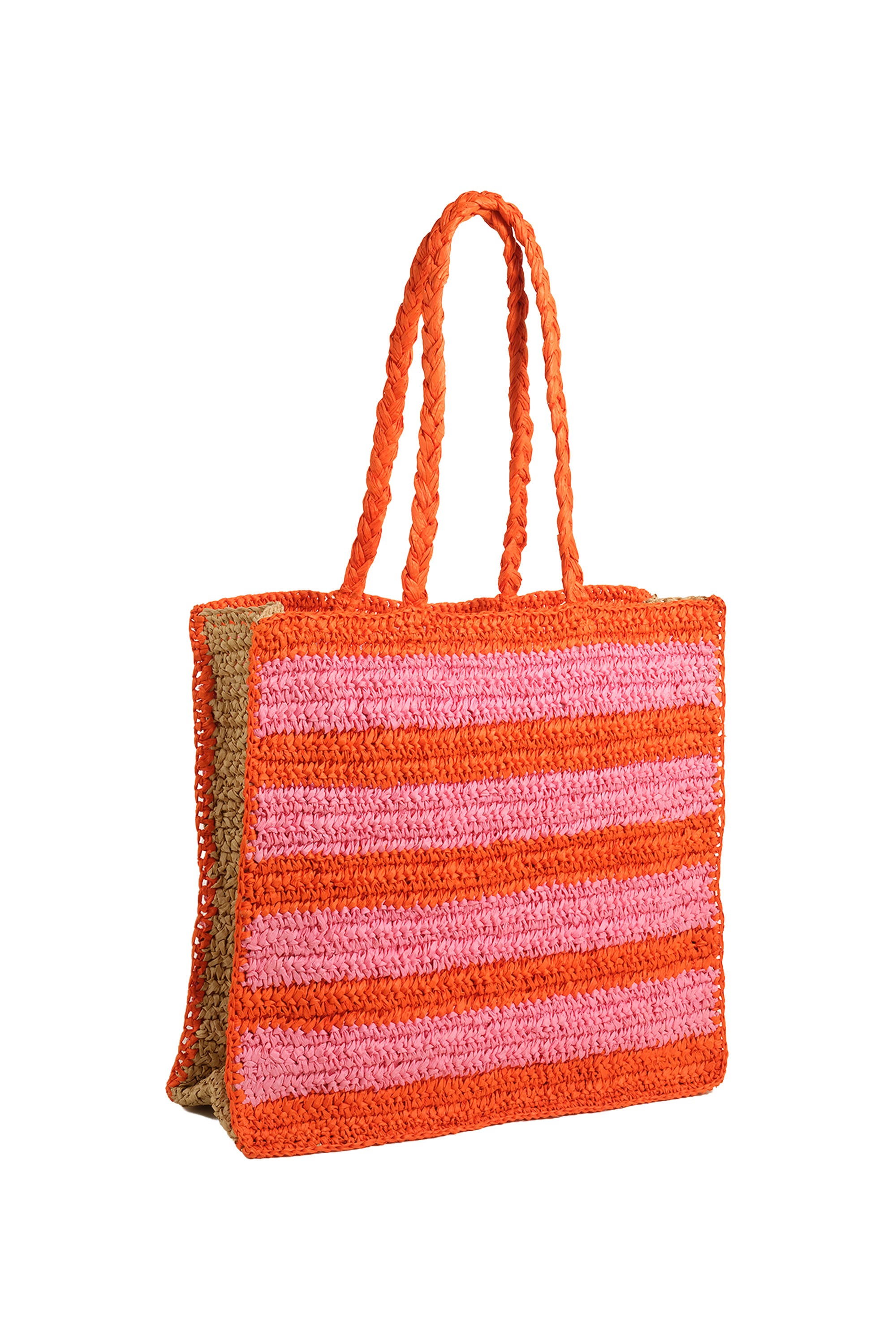 Delhi 100% Raffia Shoulder Bag 17X14 In, Alternate, color, Red-Pink
