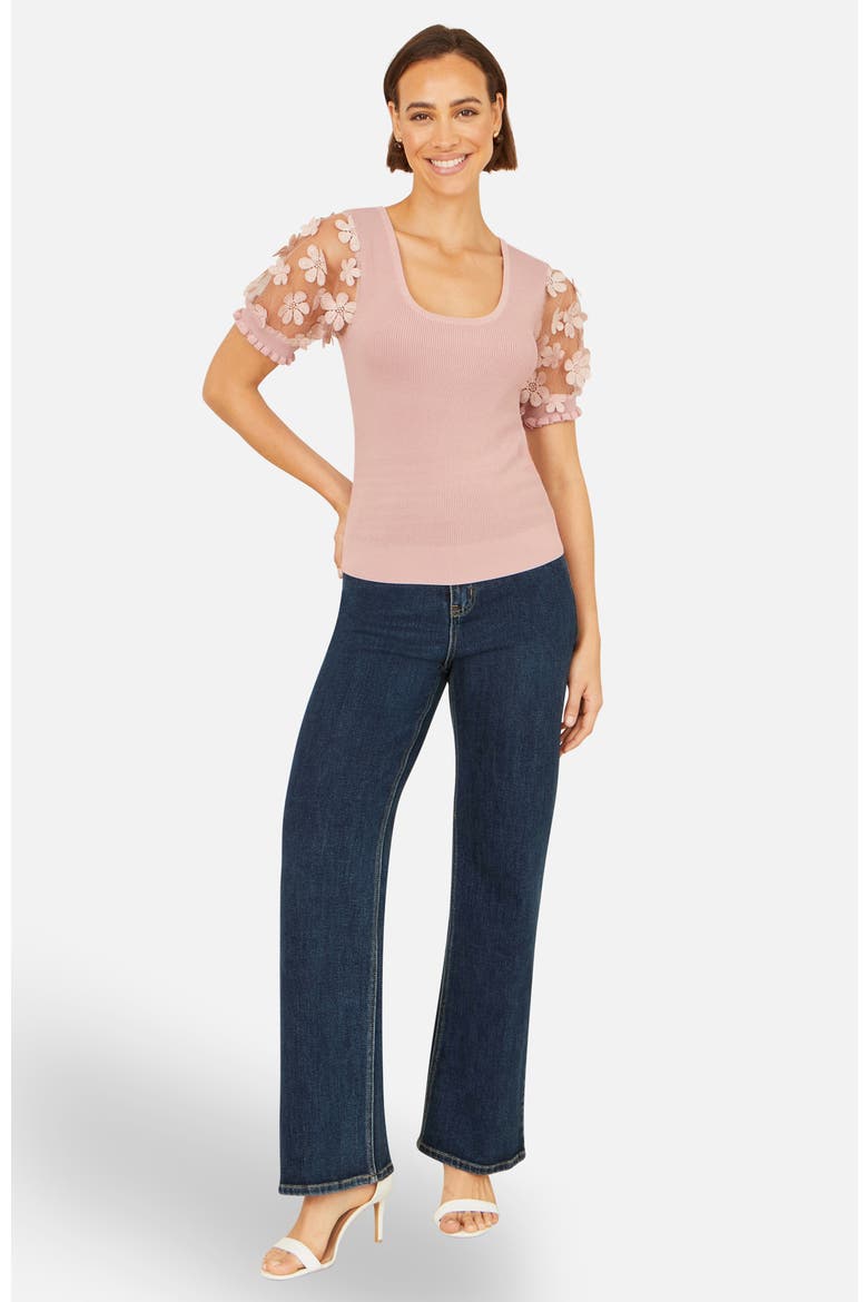 Floral Applique Knitted Top, Alternate, color, Blush