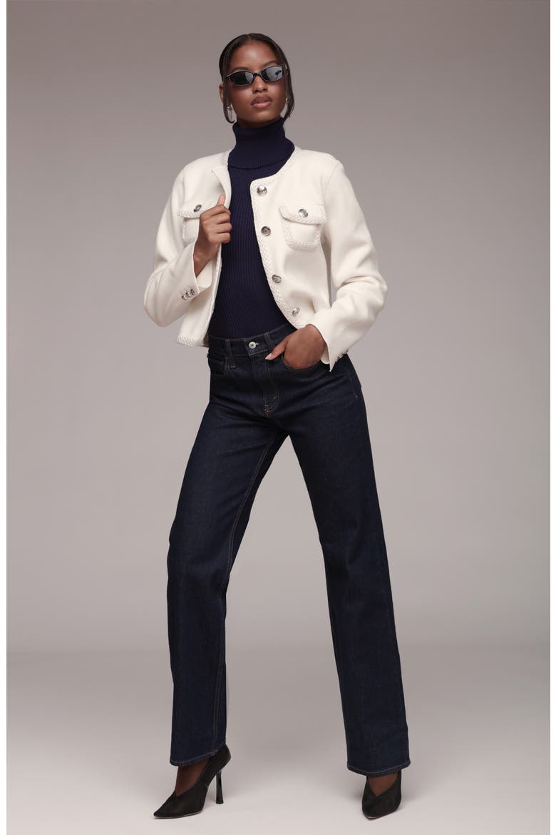 Cropped Collarless Jacket, Alternate, color, IVORY