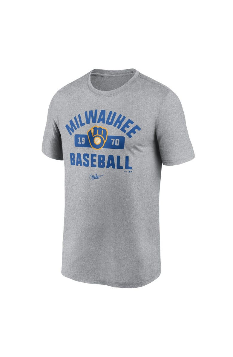 Nike Men's Nike Heather Gray Milwaukee Brewers Legend T-Shirt, Alternate, color, 