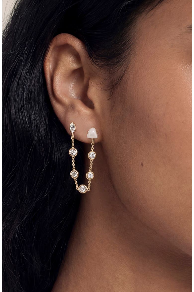 Light Double Piercing Earrings, Alternate, color, BONE