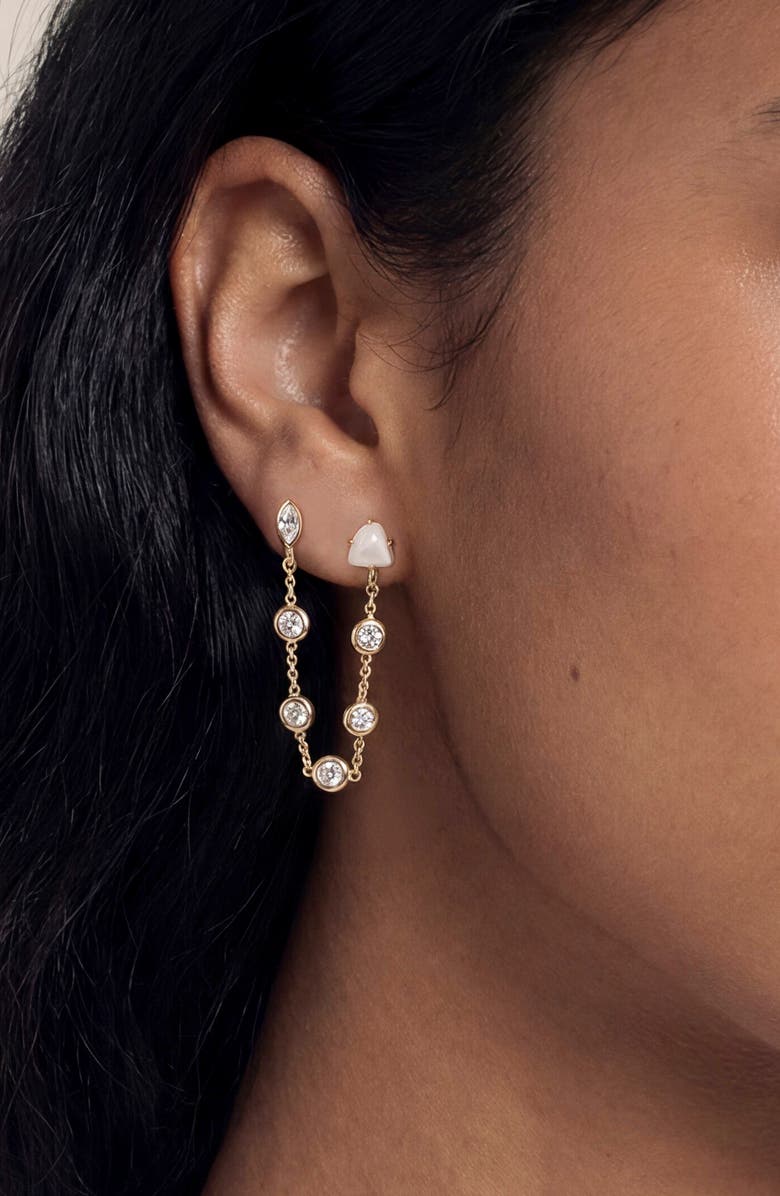 Ettika Light Double Piercing Earrings, Alternate, color, Bone