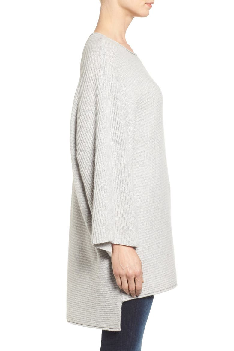 Ribbed Cashmere Poncho, Alternate, color, GREY SOFT HEATHER
