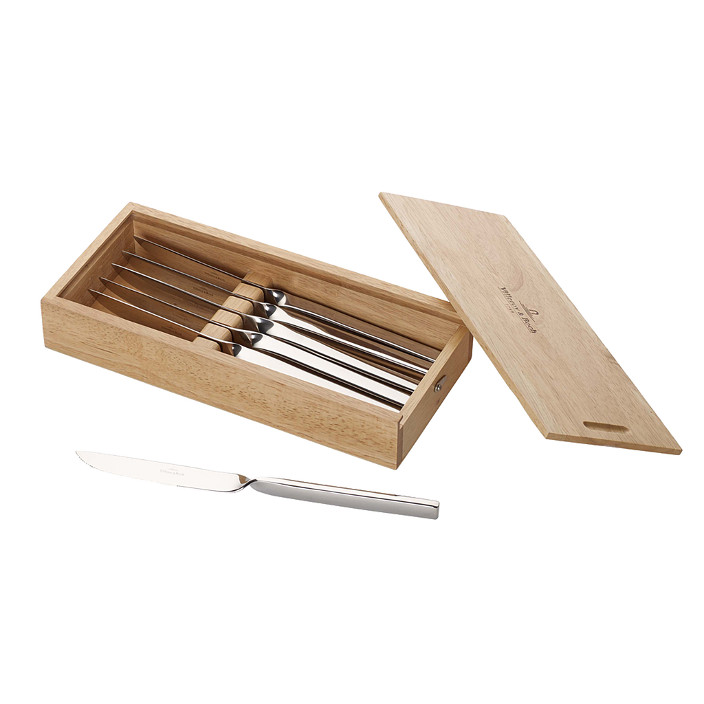 Villeroy & Boch Newwave Pizza & Steak Knife Set Of 6 In Silver/platinum